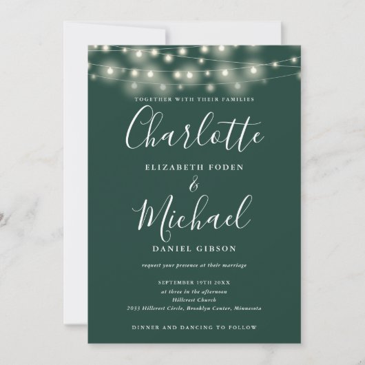 Invitation Script Emerald Green QR Code Mariage (Devant)