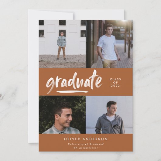 Invitation Script en terre cuite moderne multi graduation pho (Devant)