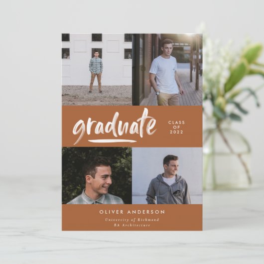 Invitation Script en terre cuite moderne multi graduation pho (Debout devant)