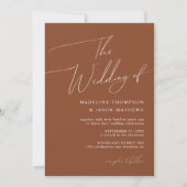 Invitation Script en terre cuite simple moderne Le Mariage (Devant)