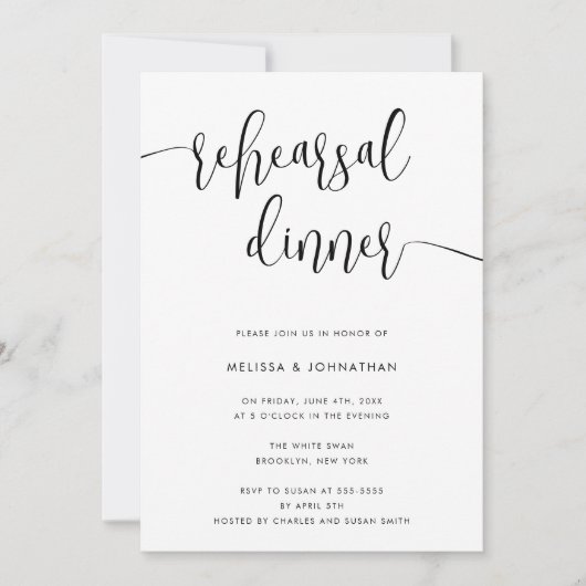 Invitation Script fantaisie Moderne Répétition Dîner Invitati (Devant)