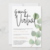 Invitation Script Feuille Eucalyptus moderne Mariage virtuel (Devant)