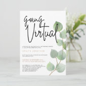 Invitation Script Feuille Eucalyptus moderne Mariage virtuel (Debout devant)