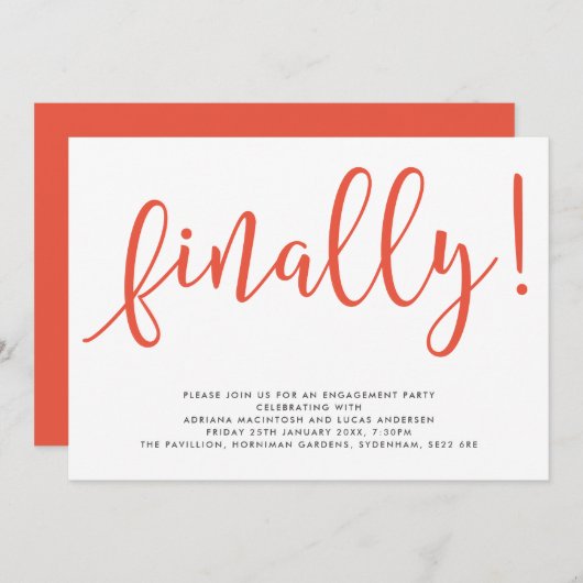 Invitation Script Finalement modifiable Couleur Engagement Pa (Devant / Derrière)
