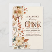 Invitation Script fleur sauvage chic moderne 1er anniversaire (Devant)