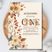 Invitation Script fleur sauvage chic moderne 1er anniversaire