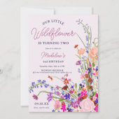Invitation Script fleur sauvage chic moderne 2e anniversaire (Devant)