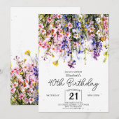 Invitation Script Fleurs sauvages personnalisés 40e anniversa (Devant / Derrière)