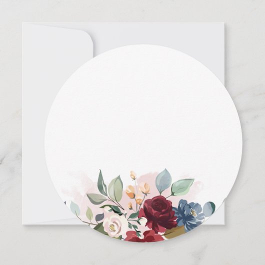 Invitation Script floral Bourgogne Botanique Mariage moderne (Dos)