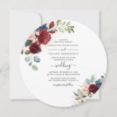 Invitation Script floral Bourgogne Botanique Mariage moderne (Devant)