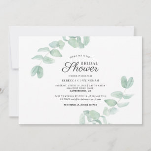 Invitation Script floral Eucalyptus Fête des mariées verte