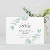 Invitation Script floral Eucalyptus Fête des mariées verte (Debout devant)