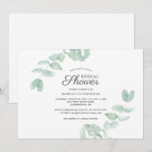 Invitation Script floral Eucalyptus Fête des mariées verte (Devant / Derrière)