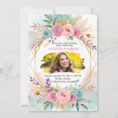 Invitation Script Floral Moderne Design Photo Chic Anniversai (Devant)