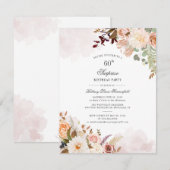 Invitation Script floral Pastel botanique 60e fête d'annivers (Devant / Derrière)