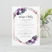 Invitation Script floral violet Mariage moderne (Debout devant)