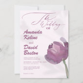 Invitation Script floral violet moderne Mariage élégant (Devant)
