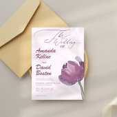 Invitation Script floral violet moderne Mariage élégant