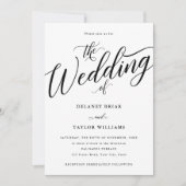 Invitation Script Flourissant moderne noir et blanc Mariage (Devant)
