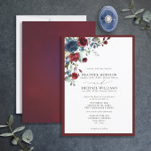 Invitation Script Formel Burgundy & Navy Floral Aquarelle