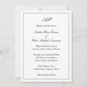 Invitation Script formel Monogramme noir blanc élégant mariag (Devant)