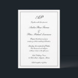 Invitation Script formel Monogramme noir blanc élégant mariag<br><div class="desc">Faire-part de mariage de style traditionnel avec un design simple en noir et blanc classique avec votre monogramme en haut avec vos détails mariages dans un script élégant entouré d'une bordure. La couleur peut être changée en n'importe quelle couleur en cliquant sur le bouton "personnaliser". Ce Faire-part de mariage au...</div>
