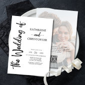 Invitation Script formel Photo noir blanc élégant mariage