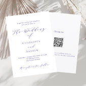 Invitation Script formel violet blanc code QR mariage RSVP
