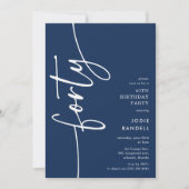 Invitation Script Forty' 40th Birthday (Devant)