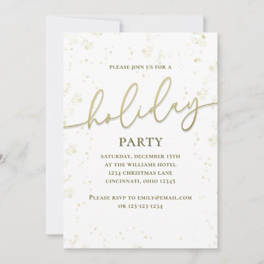 Invitation Script Gold Calligraphie de fête de vacances perso (Devant)
