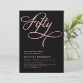 Invitation Script Gold Cinquante Rose Noir 50e anniversaire (Debout devant)