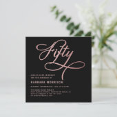 Invitation Script Gold Cinquante Rose Noir 50e anniversaire (Debout devant)