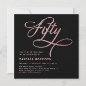 Invitation Script Gold Cinquante Rose Noir 50e anniversaire (Devant)