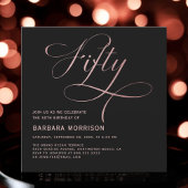 Invitation Script Gold Cinquante Rose Noir 50e anniversaire