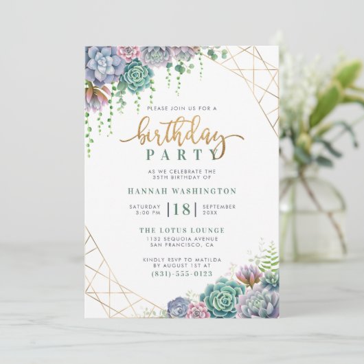 Invitation Script Gold élégant et fête d'anniversaire réussie (Debout devant)