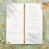 Invitation Script Gold Heart moderne tout en un Mariage