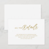 Invitation Script Gold minimal sur les détails du Mariage bla (Devant / Derrière)