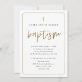 Invitation Script Gold moderne Baptême religieux (Devant)
