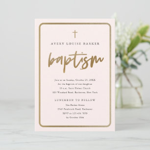 Invitation Script Gold moderne Baptême religieux