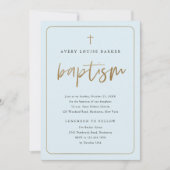 Invitation Script Gold moderne Religieux Garçon Baptême (Devant)