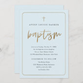 Invitation Script Gold moderne Religieux Garçon Baptême (Devant / Derrière)