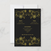 Invitation Script Gold sur noir avec Mariage de conception Fi (Dos)