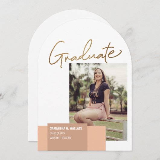 Invitation Script Gold tendance Graduate Photo (Devant / Derrière)