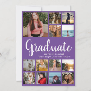 Invitation Script Graduate 14 Photo Collage Purple Graduation