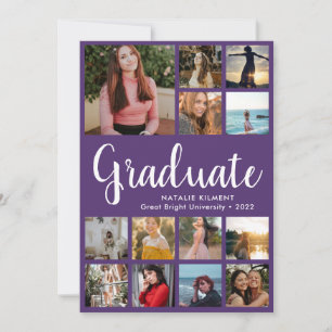 Invitation Script Graduate 14 Photo Collage Purple Graduation