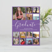 Invitation Script Graduate 14 Photo Collage Purple Graduation (Debout devant)