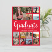 Invitation Script Graduate 14 Photo Collage Red Graduation (Debout devant)
