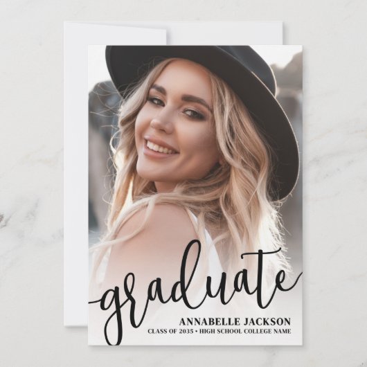 Invitation Script Graduate Simple Photo Graduation (Devant)