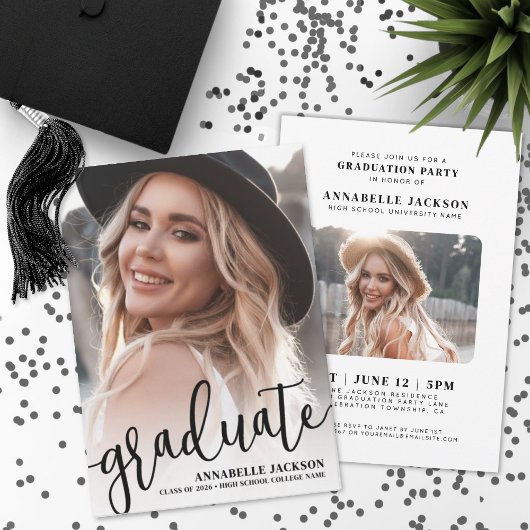 Invitation Script Graduate Simple Photo Graduation