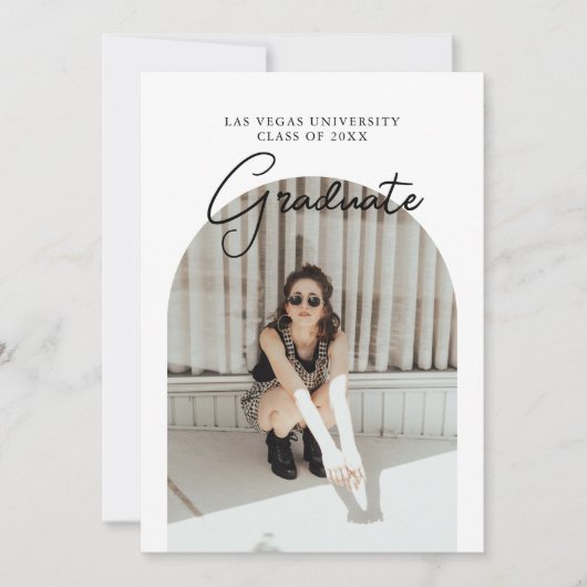 Invitation Script Graduation 2 faces Photo Portrait Party In (Devant)